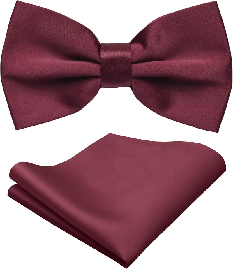 Trilece Bow Ties for Men - Mens Solid Color Formal Pre Tied Bowtie and Pocket Square Sets - Mens Bowties Bow Tie Sets - Image 1